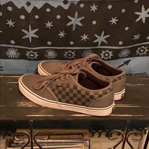 Dark grey and checkered Vans